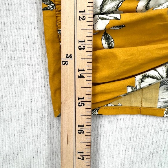 MARISSA WEBB Shirt Womens XS Yellow Karlee Cropped Twist Top Long Sleeve Floral - Picture 15 of 16